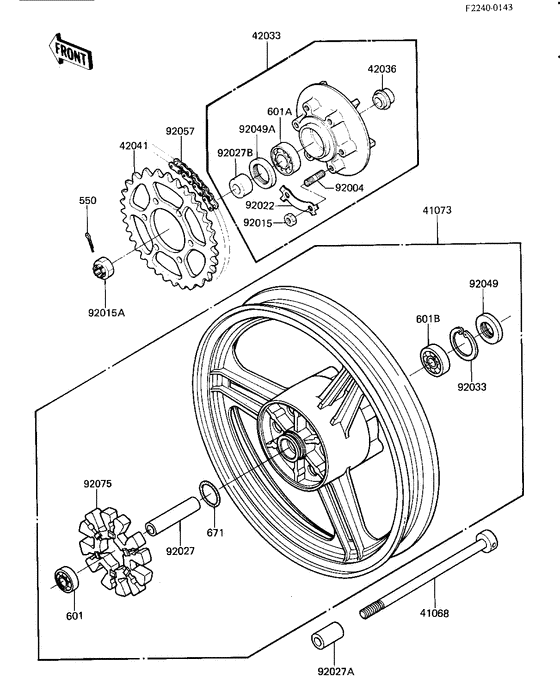 Rear wheel/hub/chain