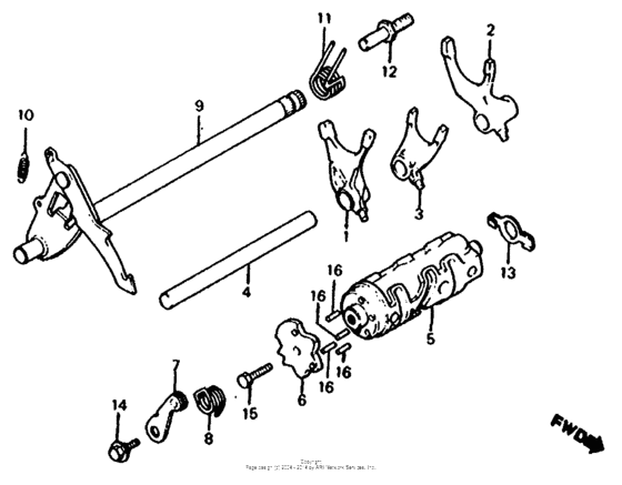 Shift drum + shift fork
