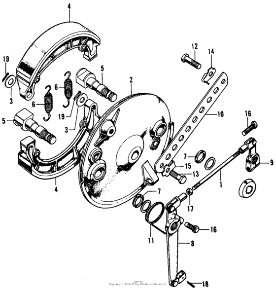 Front brake panel + front brake shoe
