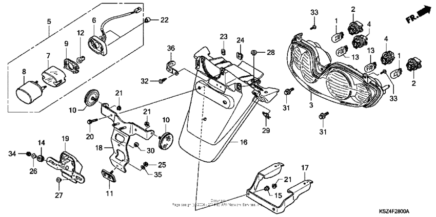 Rear combination light + rear fender