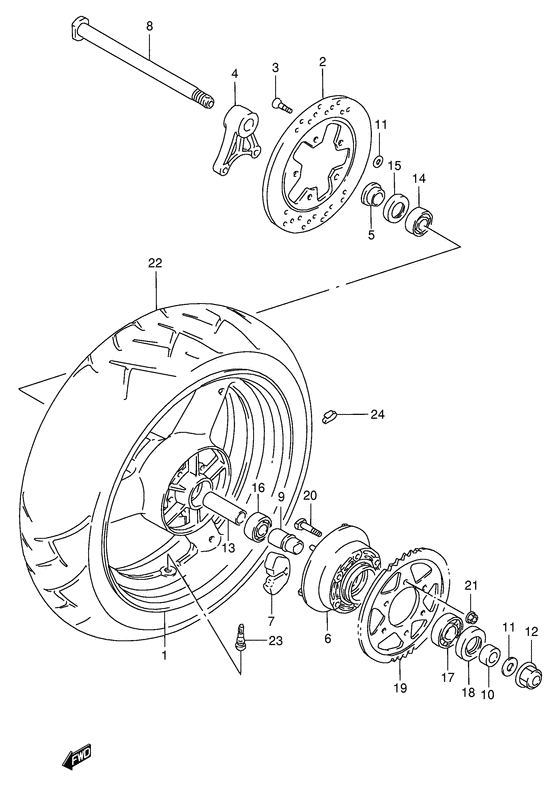 Rear wheel complete assy