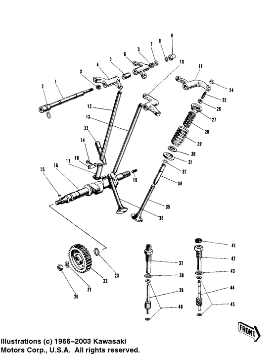 Camshaft/rocker arms/valves