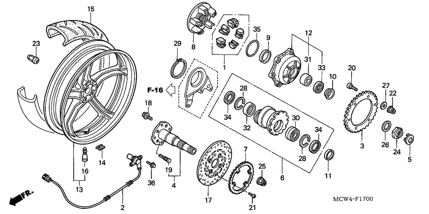 Rear wheel complete assy