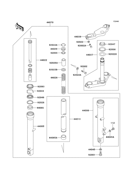 EX250 Передняя вилка