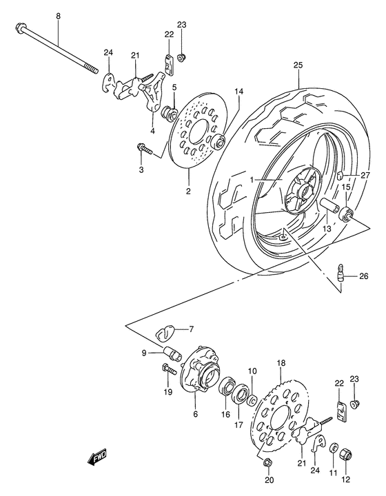 Rear wheel complete assy