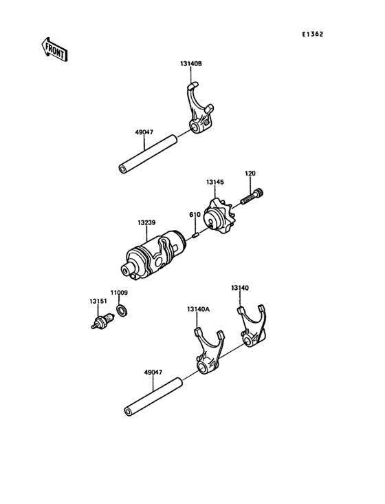KL650 Валы и вилки переключения передач