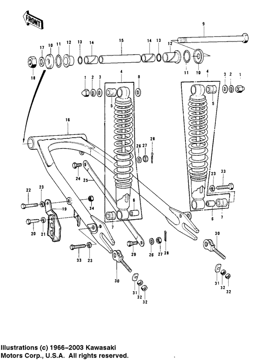 Swing arm/shock absorbers