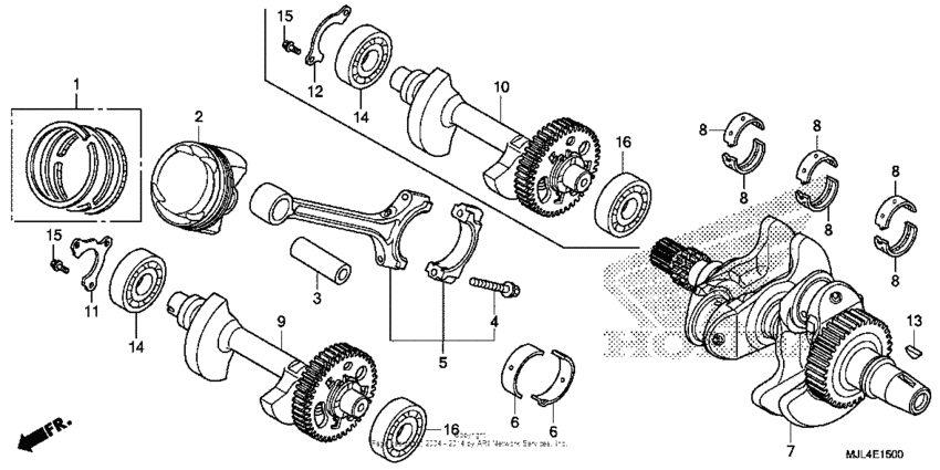 NC700X Коленчатый вал и поршни