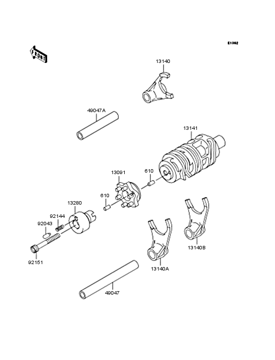 Gear change drum & forks