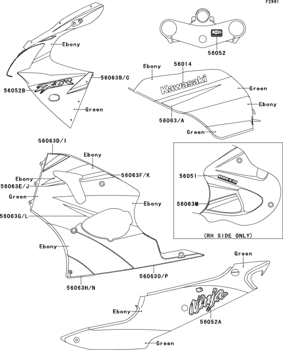 ZX600 Decals(ebony / green)(zx600-j1p)