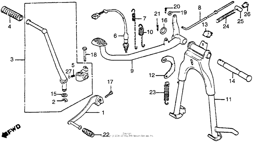 Main stand + arm + gearshift pedal