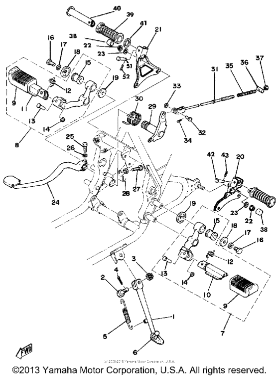 Stand-footrest-brake pedal