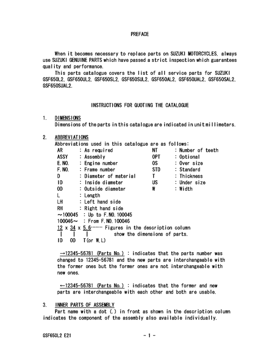GSF650 (ABS) Catalog preface