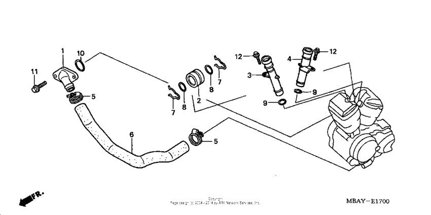 VT750C Патрубки охлаждения