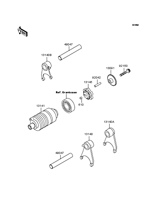 Gear change drum & forks