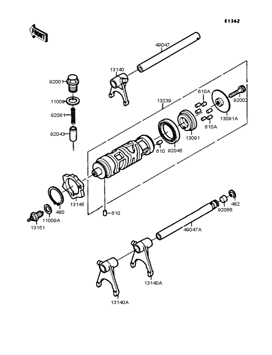 EL250 Gear change drum & forks