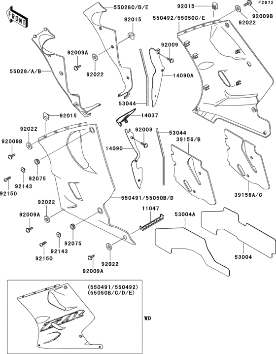 Cowling lowers(1/4)(zx1100-d5)