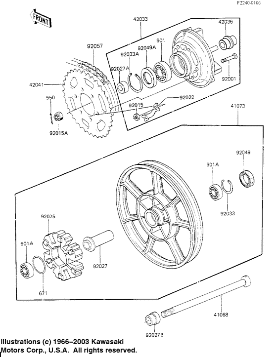 Rear wheel/hub/chain