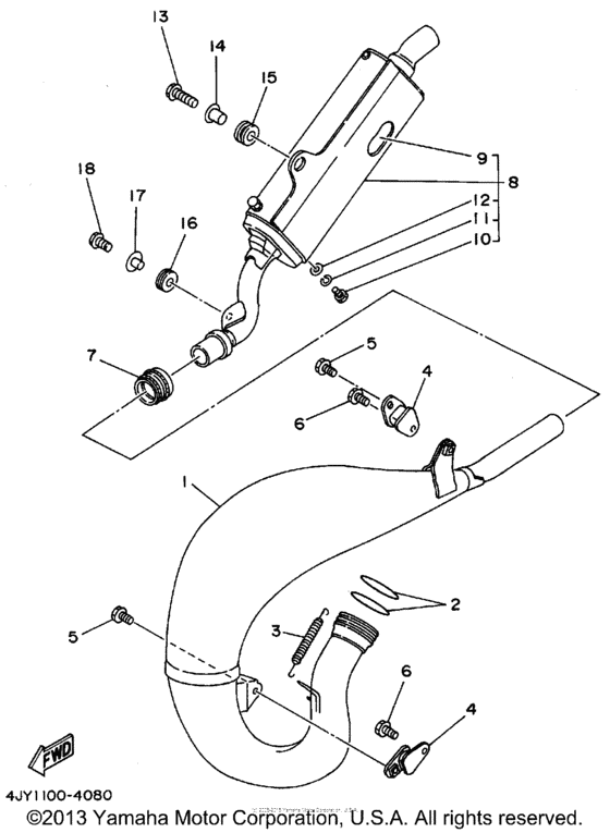 YZ125F1 Выхлопная система