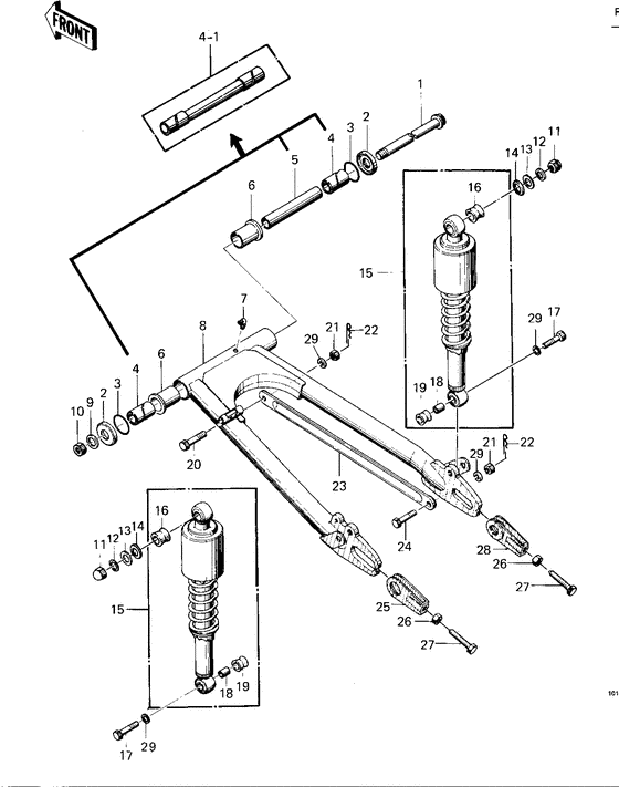 Swing arm/shock absorbers