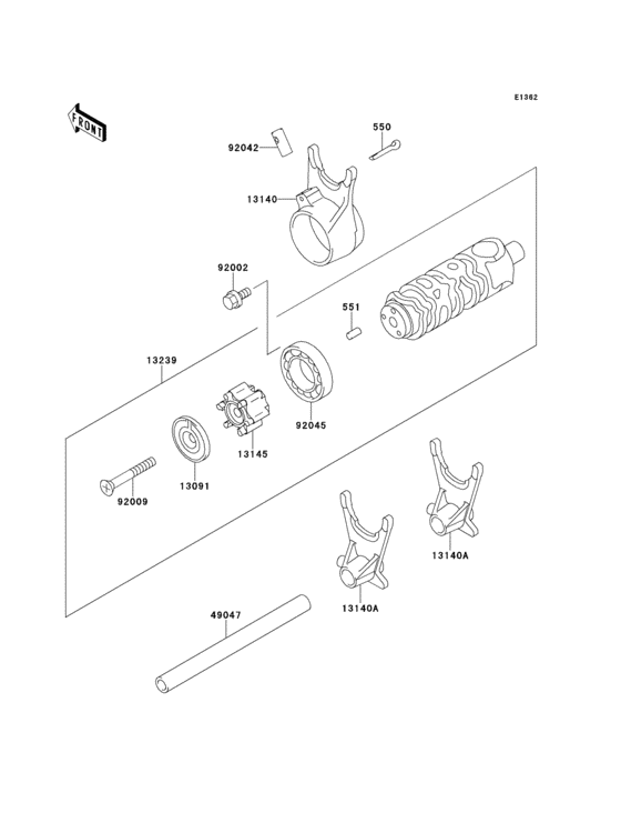 Gear change drum/shift forks