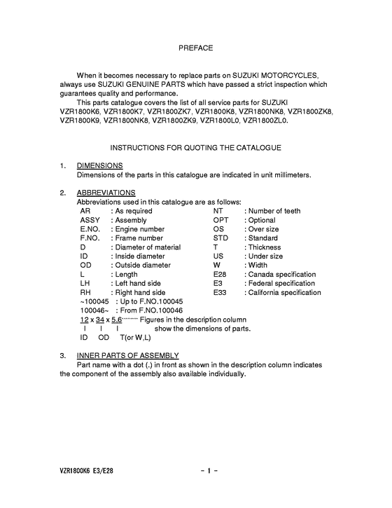 VZR1800 Catalog preface