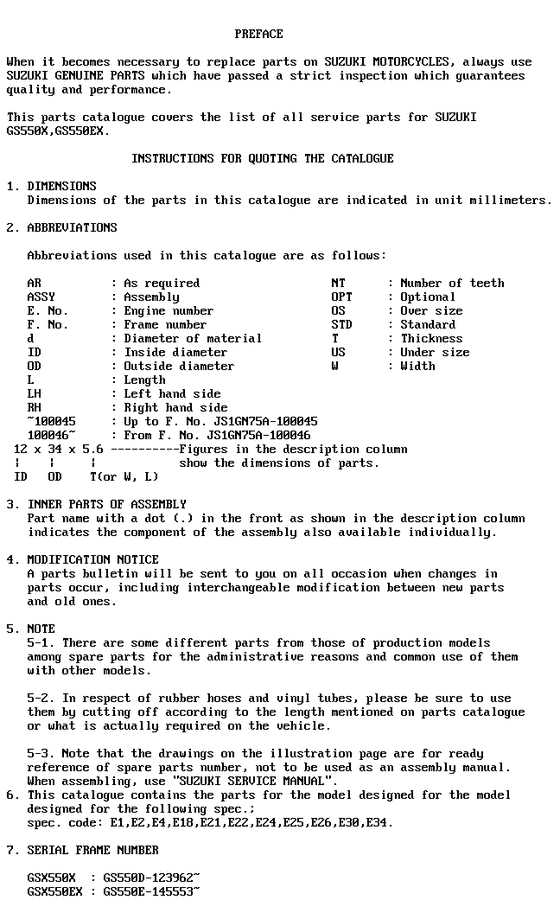 GS550 Catalog preface