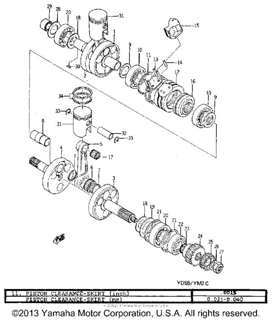 Crank and piston