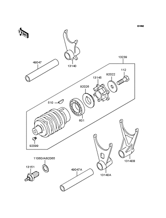 Gear change drum & forks