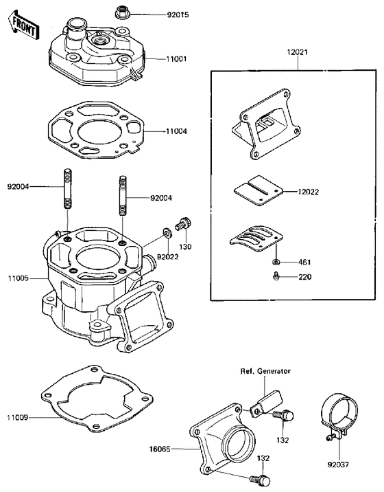 Cylinder head/cylinder/reed valve