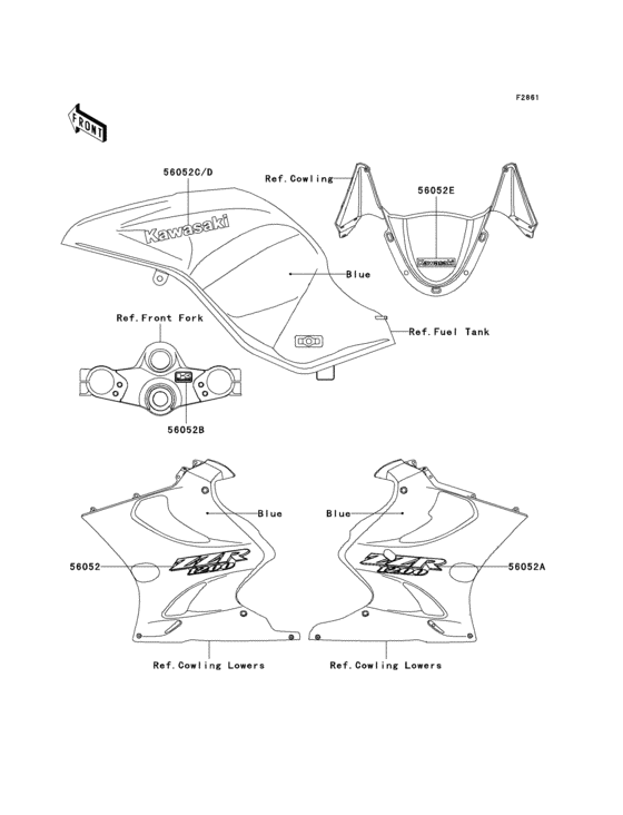 ZX1200 Наклейки (синие)