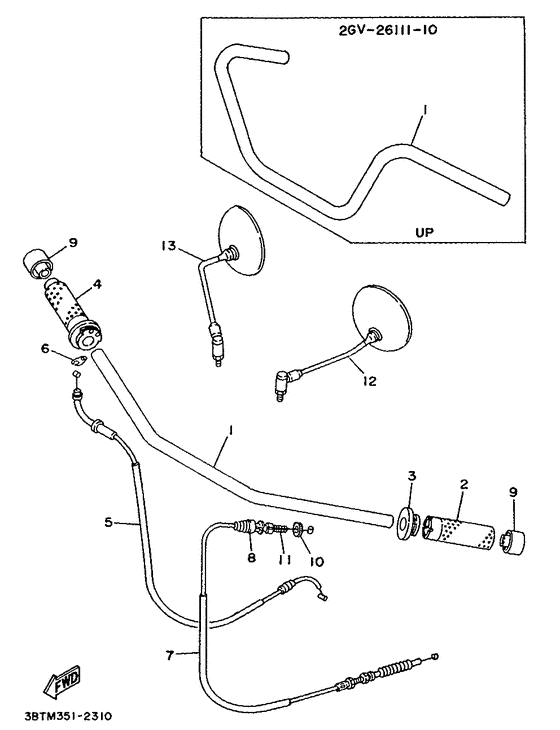 Steering handle. cable