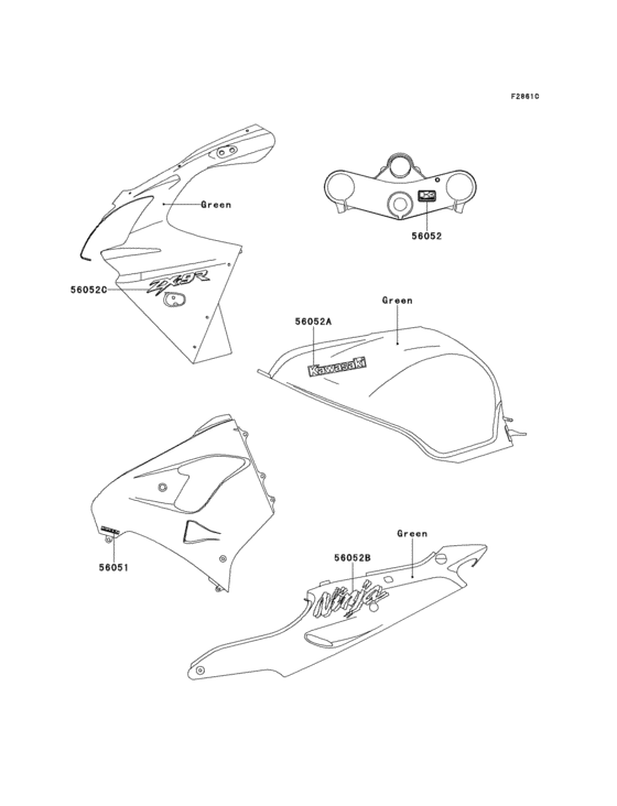 ZX900 Decals(green)(zx900-e2)