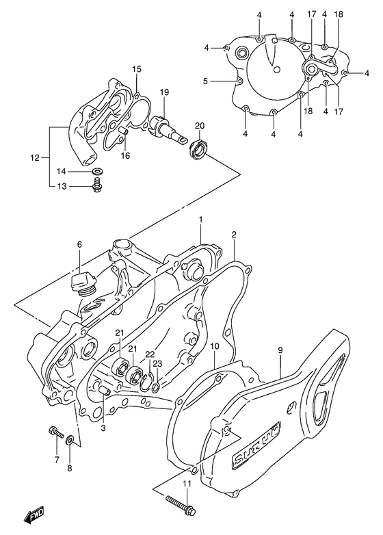 Crankcase cover- water pump