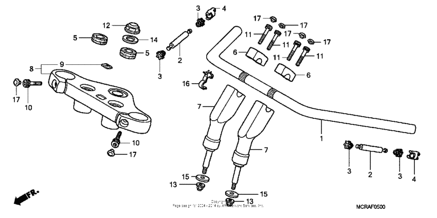 VT750DCA AC Handlebar + top bridge