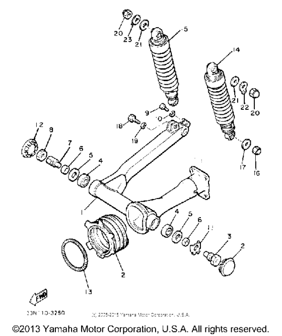 Swing arm-rear shocks
