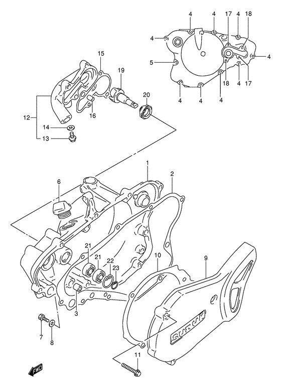 Crankcase cover - water pump