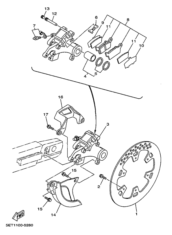 YZ400F Задний суппорт