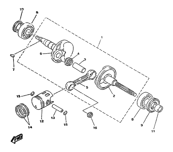 YA50F Коленчатый вал и поршни