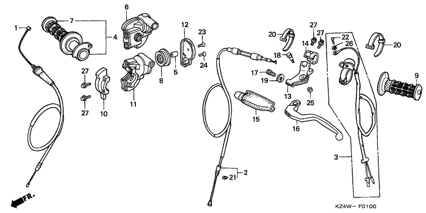 Handle lever/switch cable