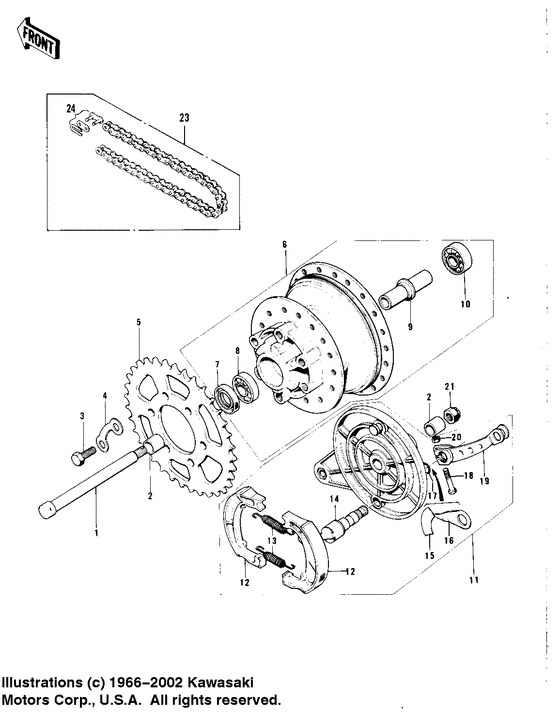 Rear hub/brake/chain