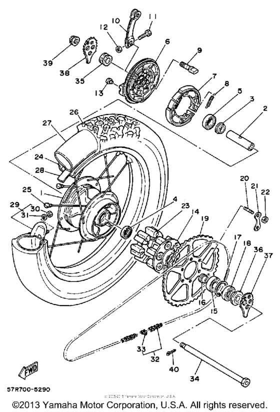 XT350SC (CA ED.) Переднее колесо