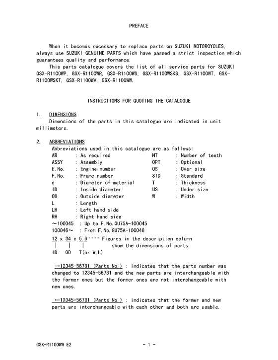 GSX-R1100 Catalog preface