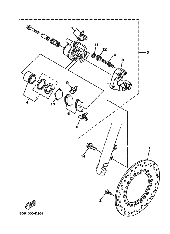 YBR125ED Передний суппорт