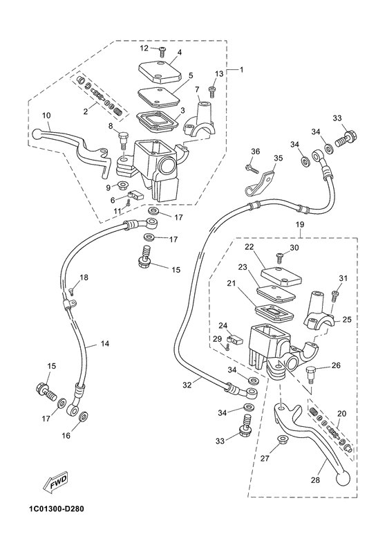 YP250R Главный тормозной цилиндр
