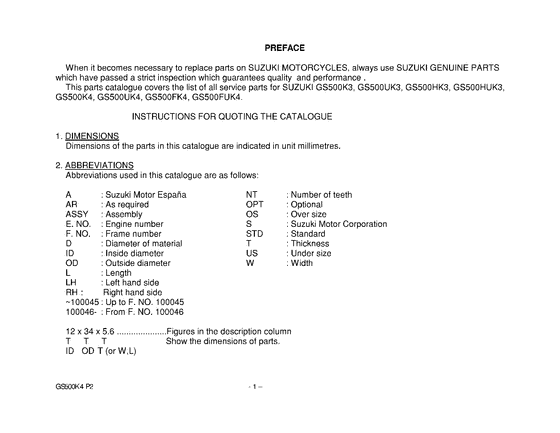 GS500 Catalog preface