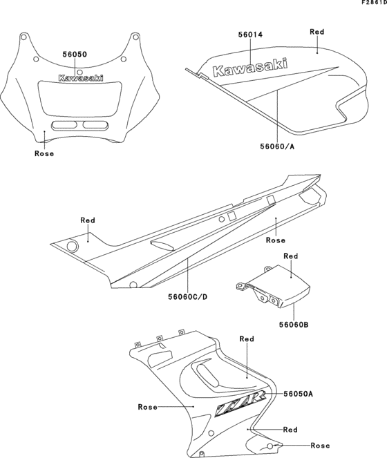EX250 Decals(red / rose)(ex250-h5)