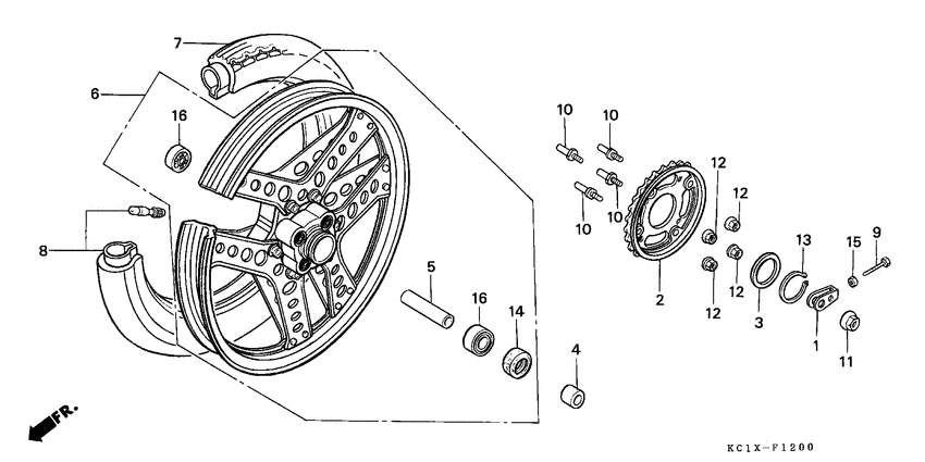 Rear wheel complete assy