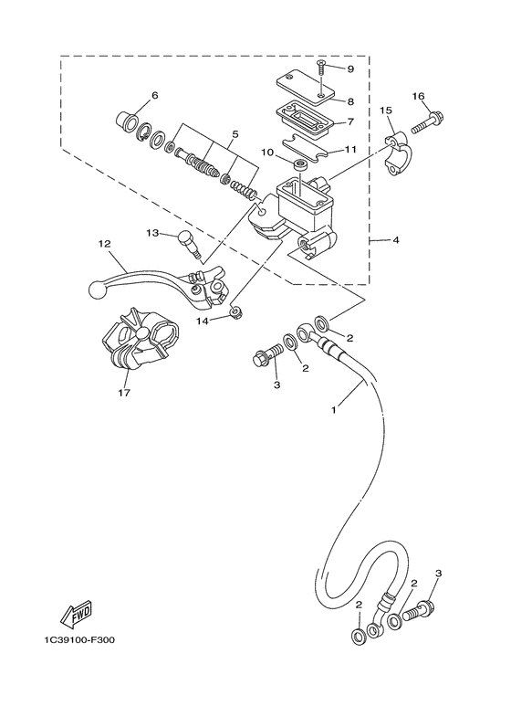 YZ125 Главный тормозной цилиндр