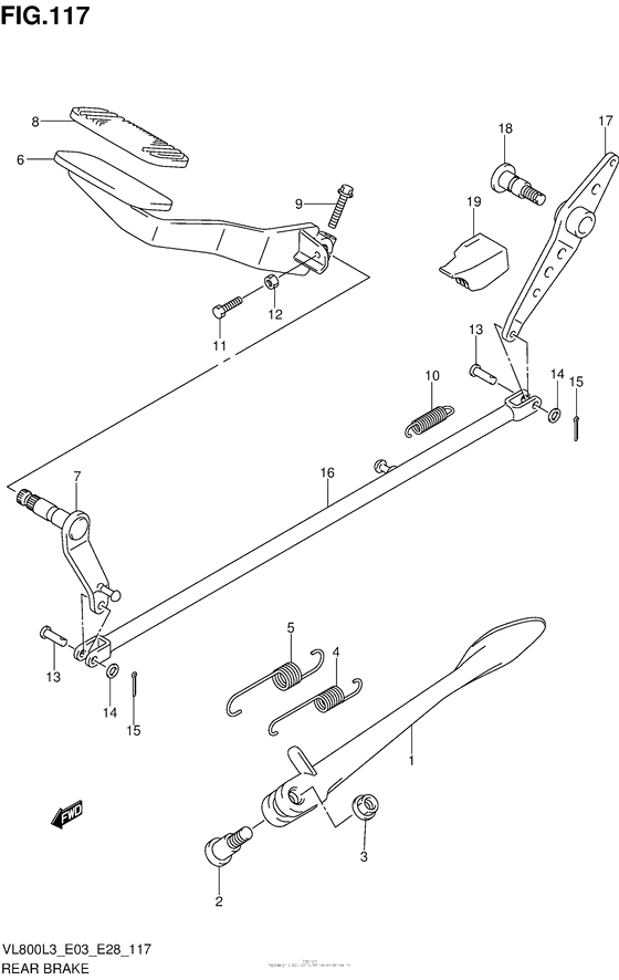 VL800 Задний тормоз